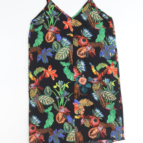 ASOS Womens Multicoloured Geometric Viscose Shift Size 8 Sweetheart Pullover - Jaguar Plant Print
