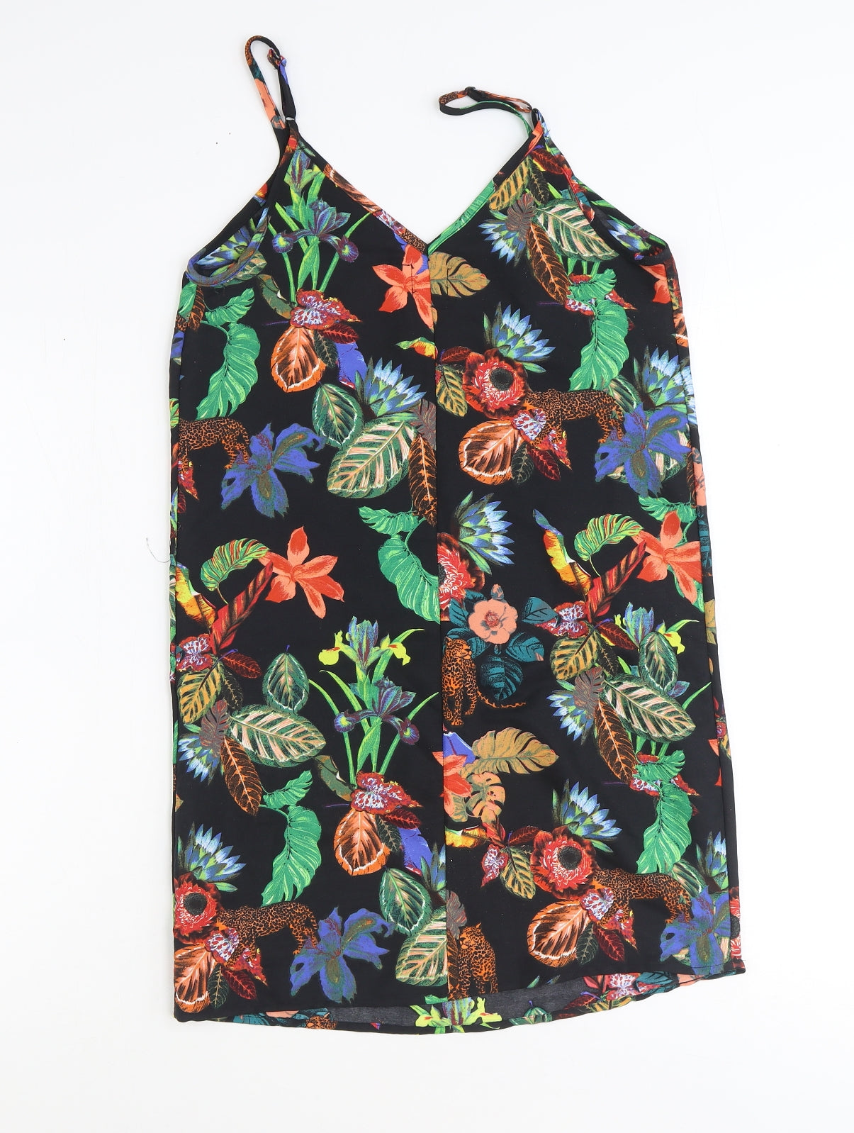 ASOS Womens Multicoloured Geometric Viscose Shift Size 8 Sweetheart Pullover - Jaguar Plant Print