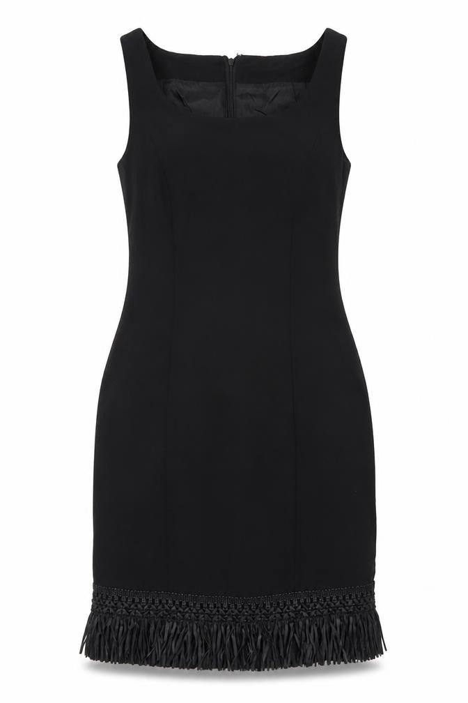 Few Couture Womens Black Polyester Pencil Dress Size 12 Scoop Neck Zip