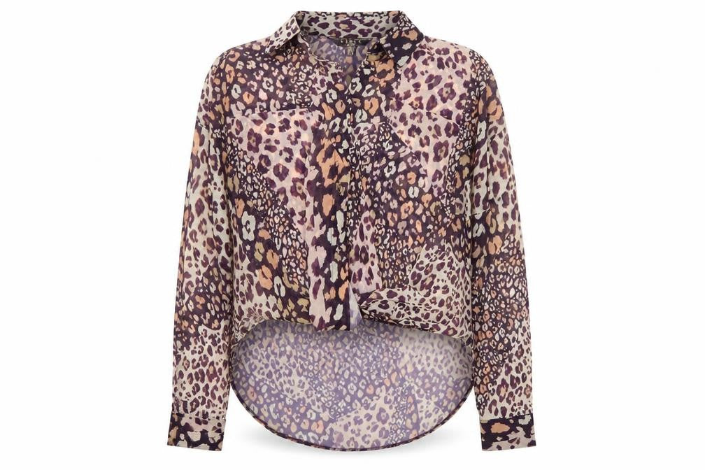 Lipsy Womens Multicoloured Animal Print Polyester Basic Button-Up Size 10 Collared - Leopard print