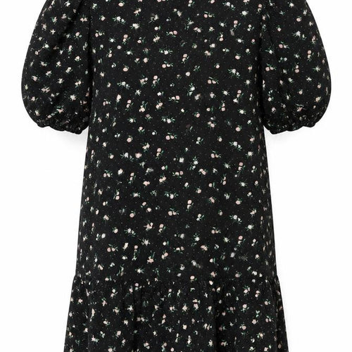 Divided Womens Black Floral Polyester Shirt Dress Size XL Round Neck Pullover