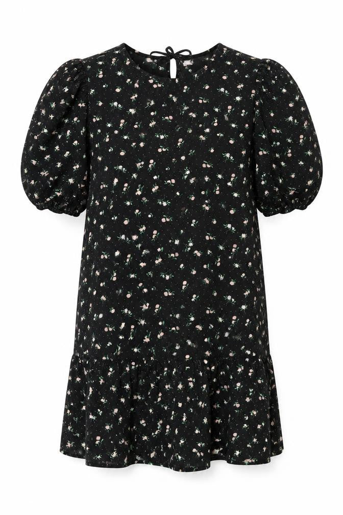 Divided Womens Black Floral Polyester Shirt Dress Size XL Round Neck Pullover