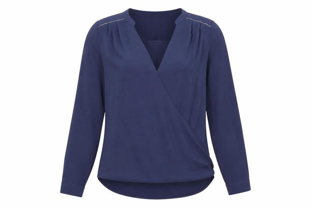 Marks & Spencer Womens Blue Polyester Basic Blouse Size 8 V-Neck
