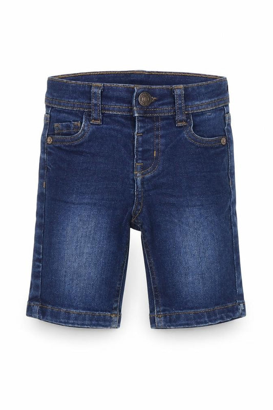 Front view of Denim & Co. Baby Blue Cotton Cropped Jeans, size 18-24, Months L50 cm Snap
