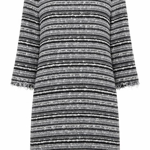 Mango Womens Grey Striped Acrylic Sheath Size XS Round Neck Zip