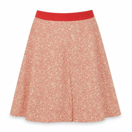 Preworn Womens Red Geometric Polyester Swing Skirt Size 28 in Zip