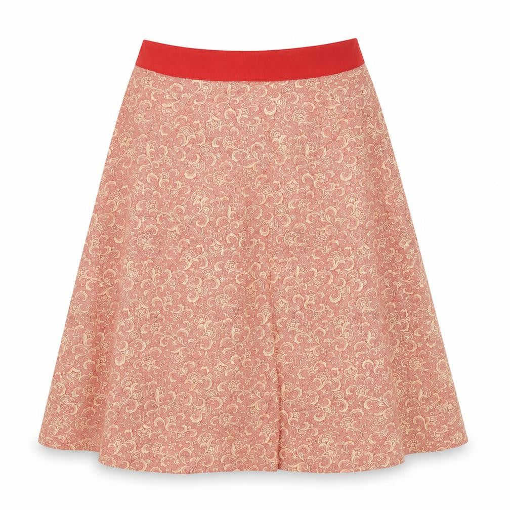 Preworn Womens Red Geometric Polyester Swing Skirt Size 28 in Zip