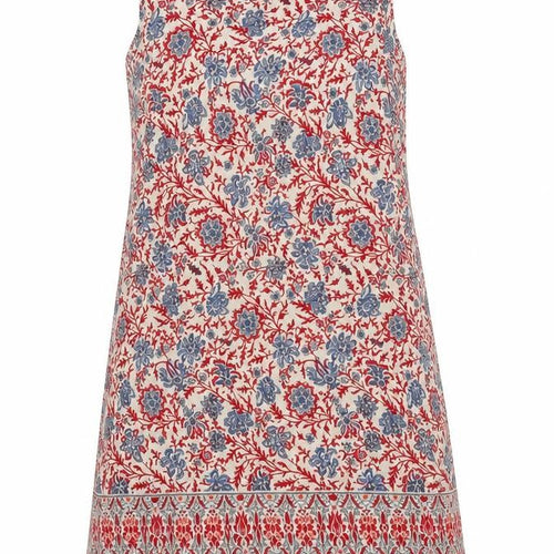 Beaute In The View Womens Red Floral Cotton A-Line Size M Round Neck Button