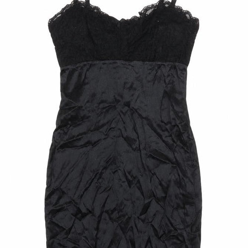 I.Q Trademark Womens Black Acetate Mini Size 8 Scoop Neck Zip