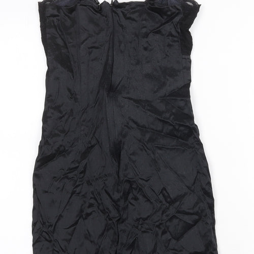 I.Q Trademark Womens Black Acetate Mini Size 8 Scoop Neck Zip