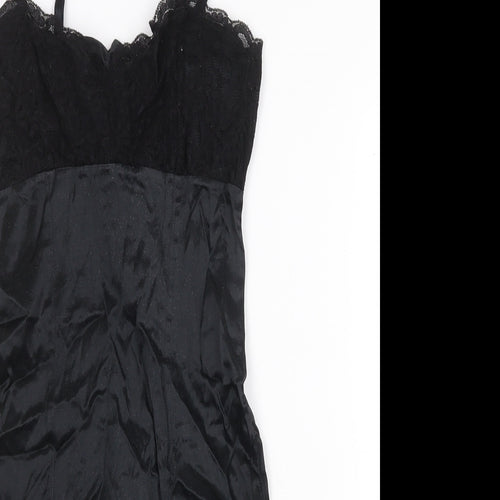 I.Q Trademark Womens Black Acetate Mini Size 8 Scoop Neck Zip