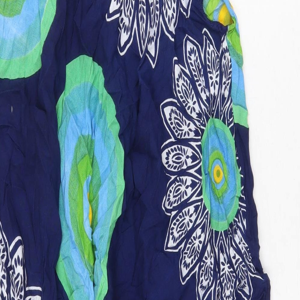 Corte Hindu Womens Blue Geometric Polyester Tank Dress One Size Boat Neck Pullover