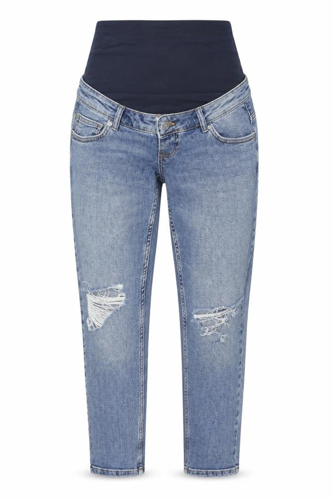Front view of Denim & Co. women’s blue cotton straight jeans, size UK 10, regular button