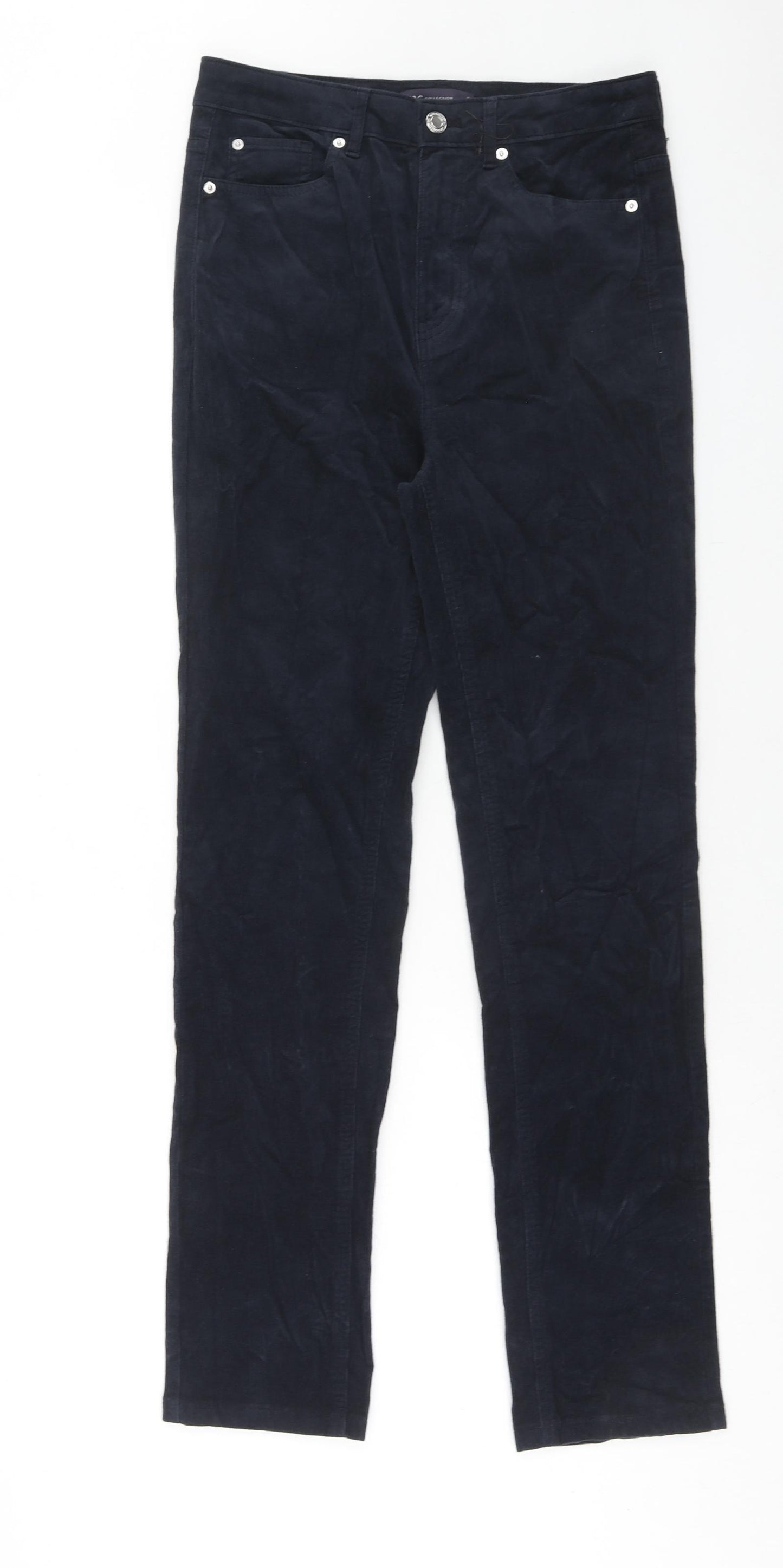 Marks and Spencer Womens Blue Cotton Trousers Size 10 Regular Zip