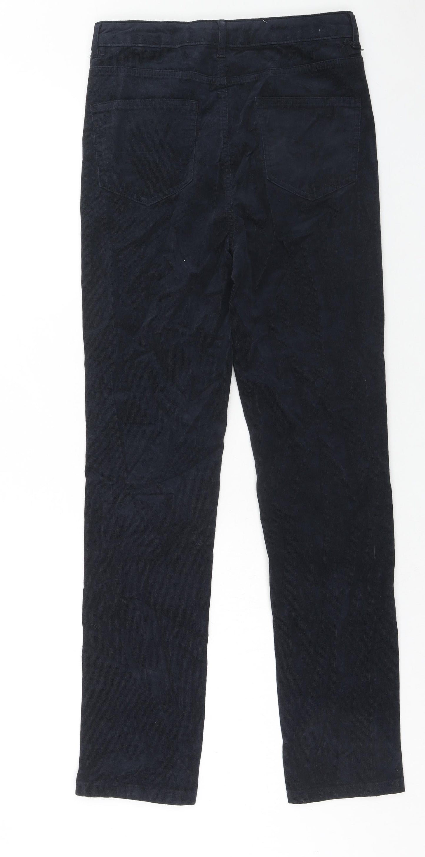 Marks and Spencer Womens Blue Cotton Trousers Size 10 Regular Zip