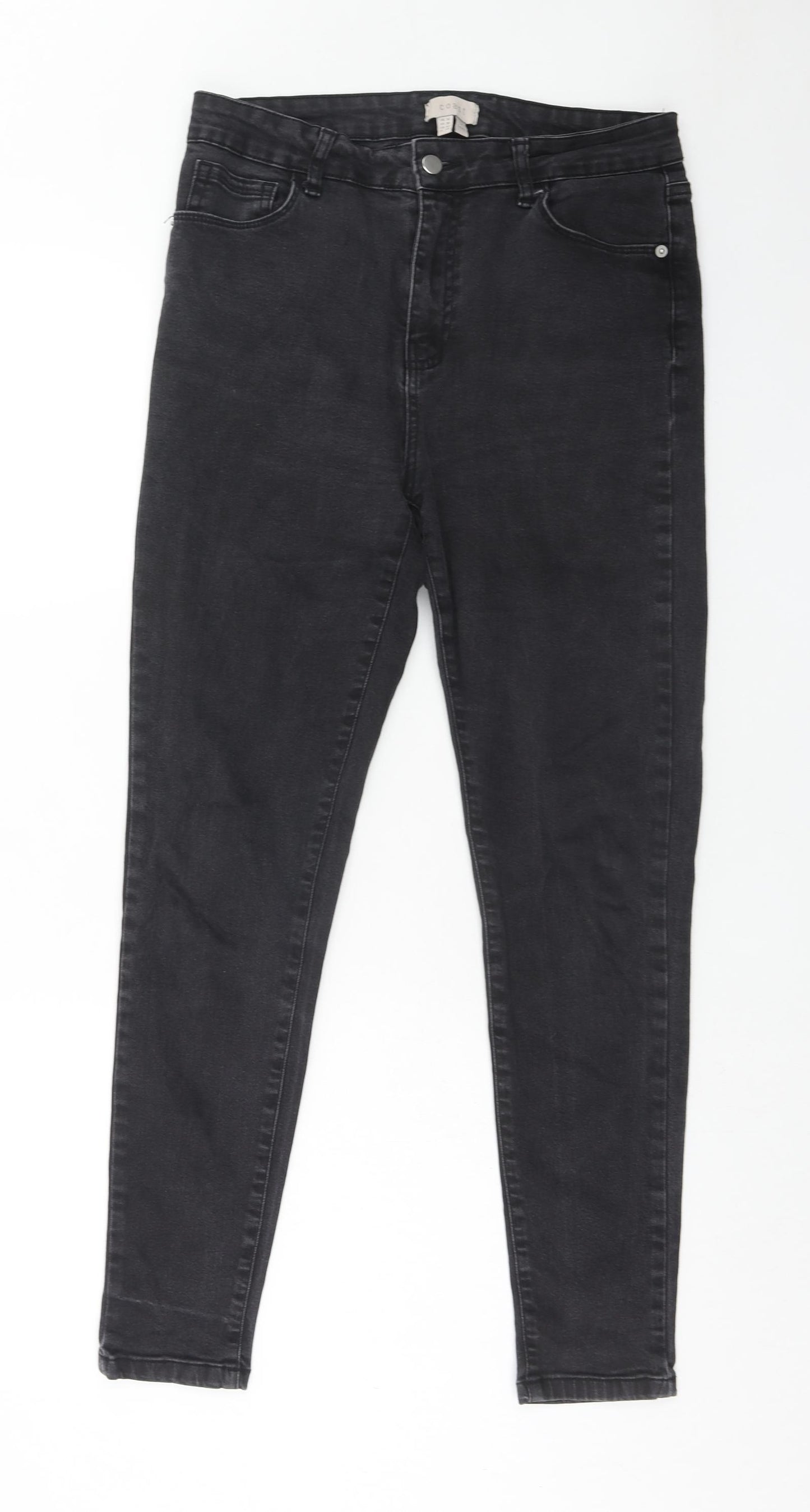 Coast Womens Black Cotton Skinny Jeans Size 14 Regular Zip