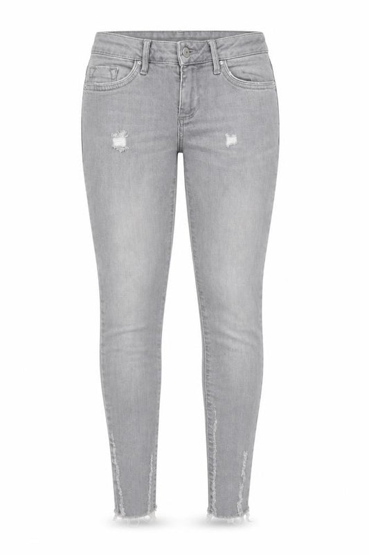 Front view of Denim & Co. women’s grey cotton skinny jeans, size UK 4, regular zip