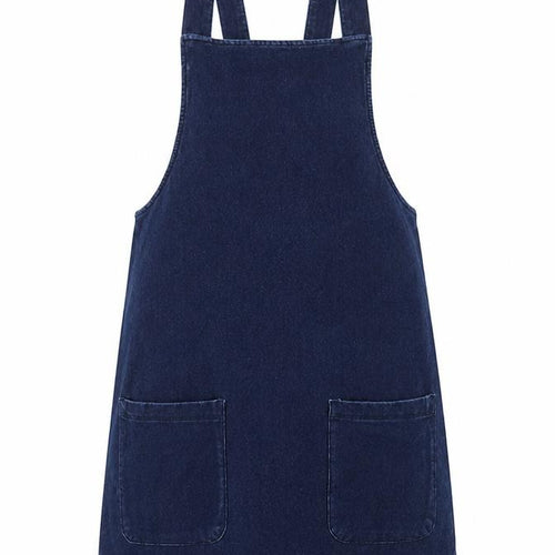 Matalan Womens Blue Cotton Pinafore/Dungaree Dress Size 8 Square Neck Pullover