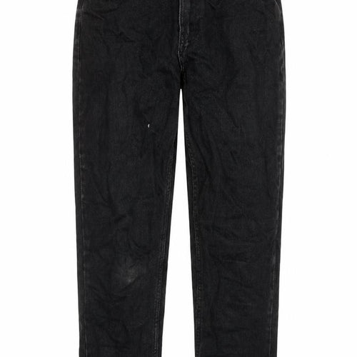 Denim & Co. Womens Black Cotton Straight Jeans Size 10 Regular Zip
