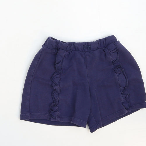 Marks and Spencer Girls Blue Cotton Sweat Shorts Size 5-6 Years Regular Drawstring