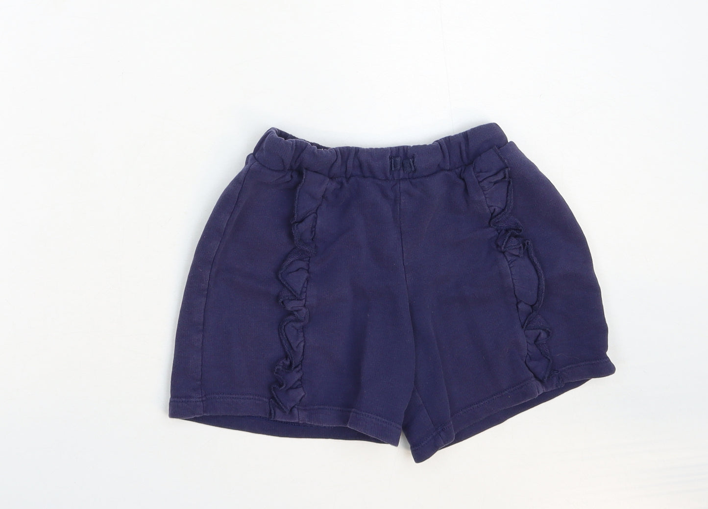 Marks and Spencer Girls Blue Cotton Sweat Shorts Size 5-6 Years Regular Drawstring