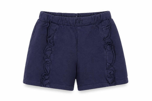 Marks and Spencer Girls Blue Cotton Sweat Shorts Size 5-6 Years Regular Drawstring