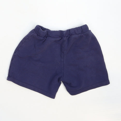 Marks and Spencer Girls Blue Cotton Sweat Shorts Size 5-6 Years Regular Drawstring