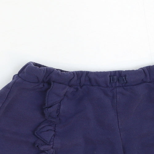 Marks and Spencer Girls Blue Cotton Sweat Shorts Size 5-6 Years Regular Drawstring