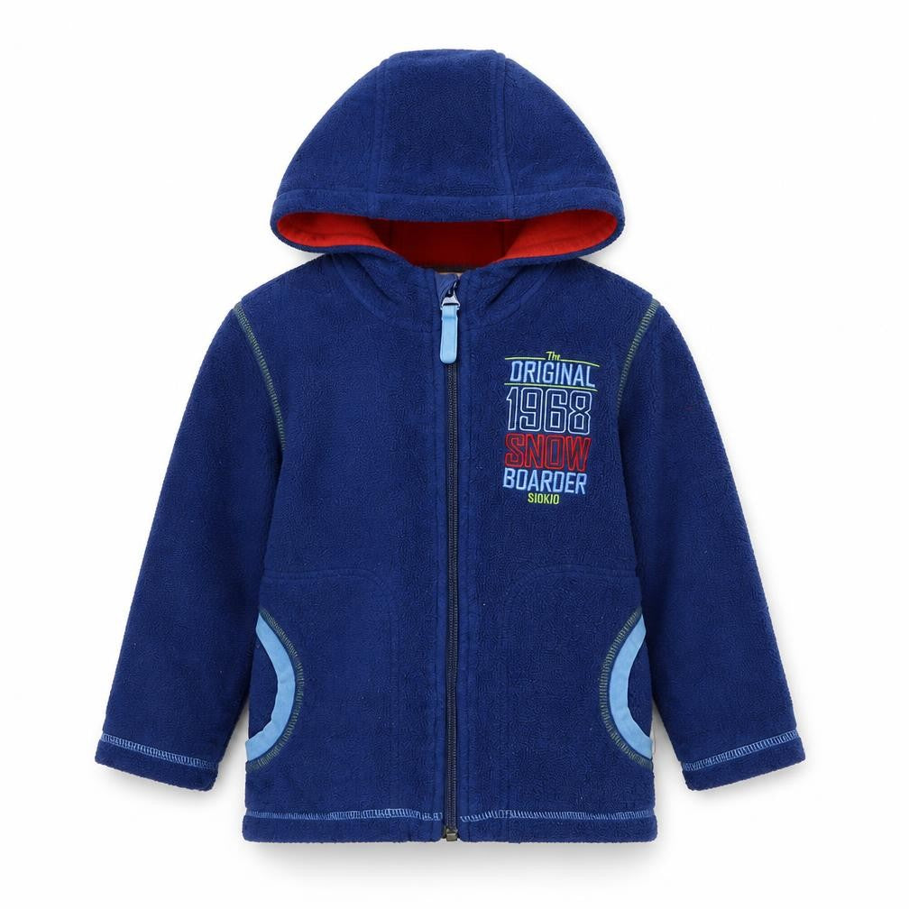 Front view of Sigikid boys’ blue jacket, size 10, years zip