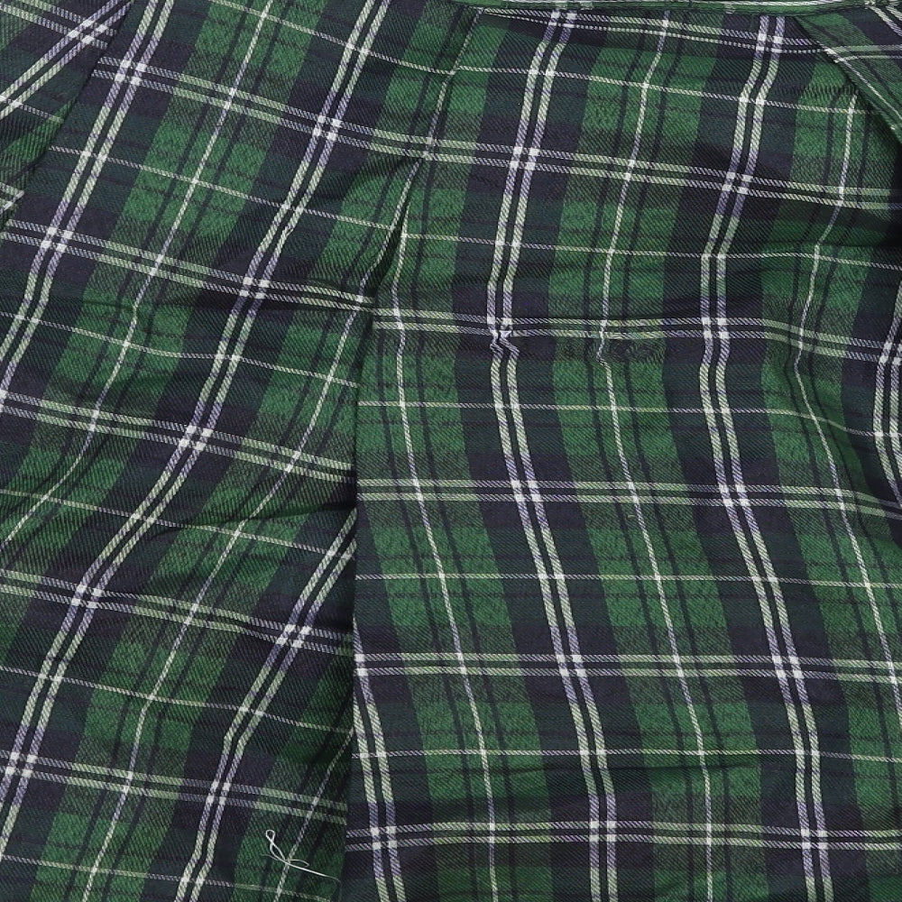 Boland Womens Green Plaid Polyester Pleated Skirt One Size Zip