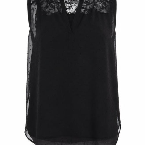 Olive Hill Womens Black Polka Dot Polyester Tunic Tank Size S V-Neck - Lace Panel