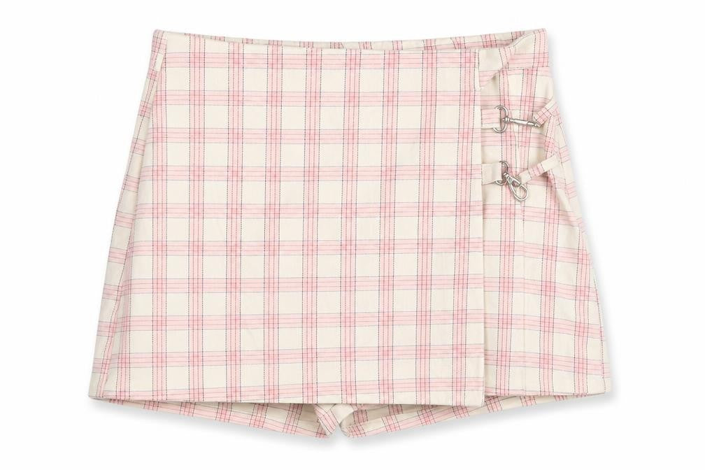 Bershka Womens Multicoloured Plaid Polyester Basic Shorts Size L Regular Zip