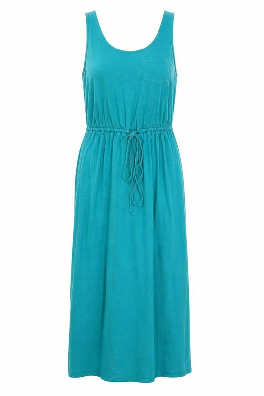 Front view of New Look women’s blue viscose a-line, size UK 8, round neck pullover