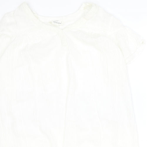 H&M Womens White Cotton T-Shirt Dress Size 12 Crew Neck Button