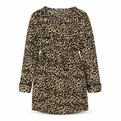 Zara Womens Brown Animal Print Viscose A-Line Size M V-Neck Pullover - Leopard print