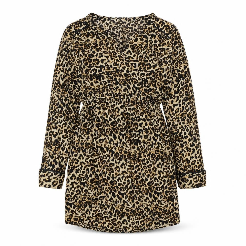 Zara Womens Brown Animal Print Viscose A-Line Size M V-Neck Pullover - Leopard print