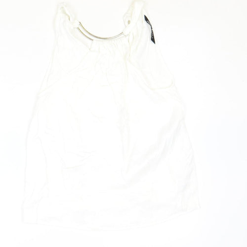 Zara Womens Ivory Viscose Basic Tank Size XS Round Neck
