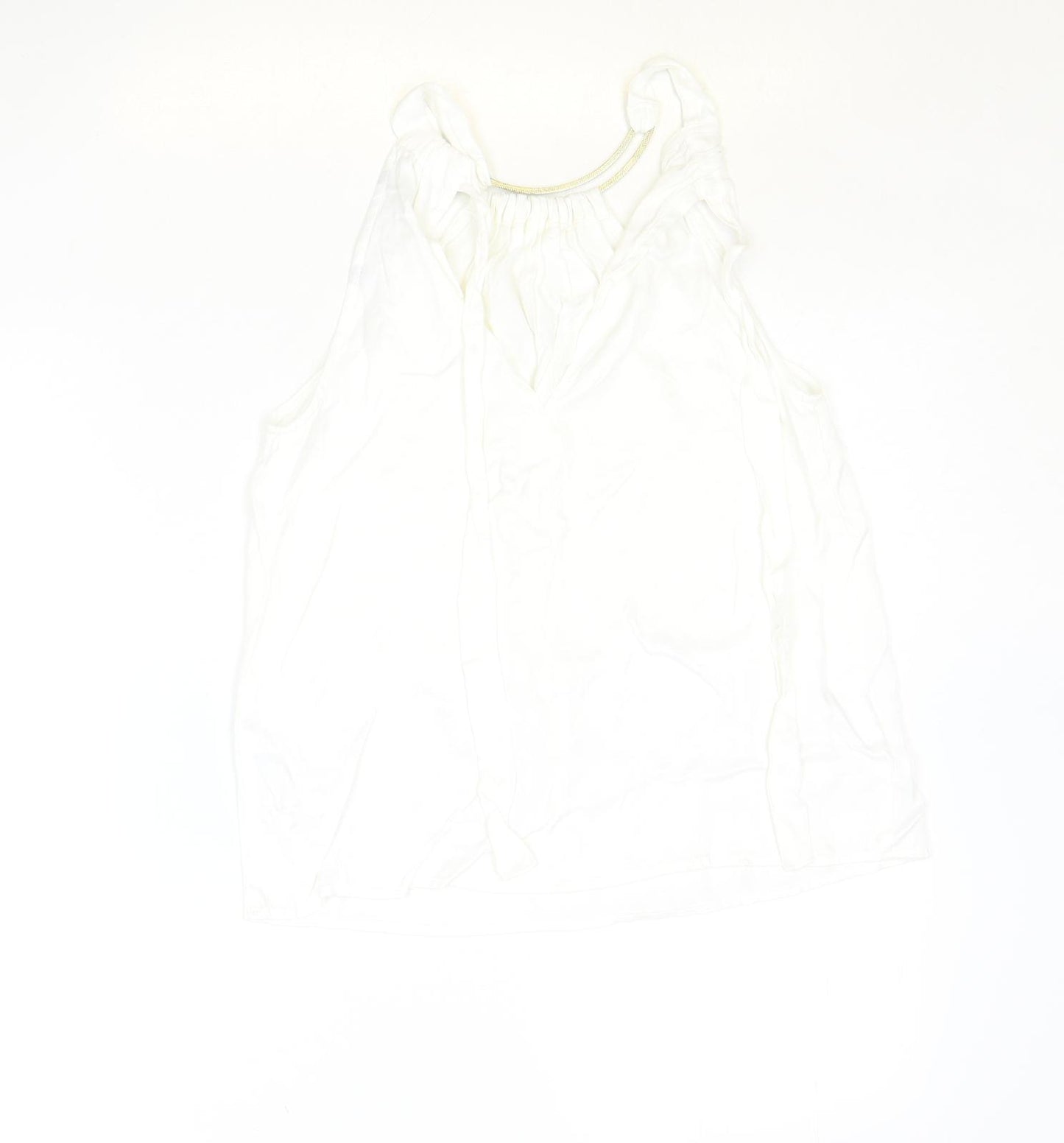 Zara Womens Ivory Viscose Basic Tank Size XS Round Neck