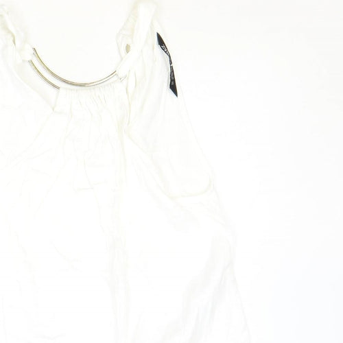 Zara Womens Ivory Viscose Basic Tank Size XS Round Neck