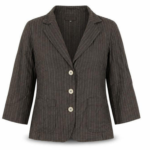 John Lewis Womens Brown Striped Linen Jacket Blazer Size 10