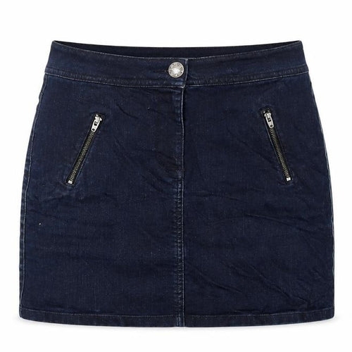 Marks and Spencer Womens Blue Cotton Straight & Pencil Skirt Size 8 Button