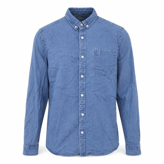 ASOS Mens Blue Cotton Button-Up Size S Collared Button
