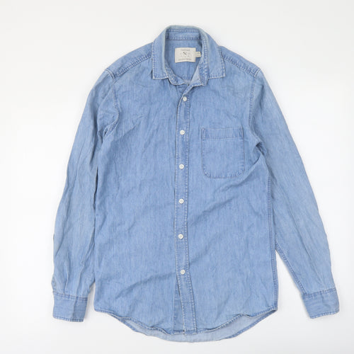 Topman Womens Blue Cotton Basic Button-Up Size XS Collared