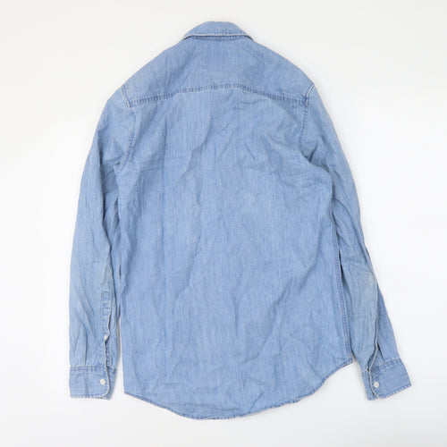 Topman Womens Blue Cotton Basic Button-Up Size XS Collared