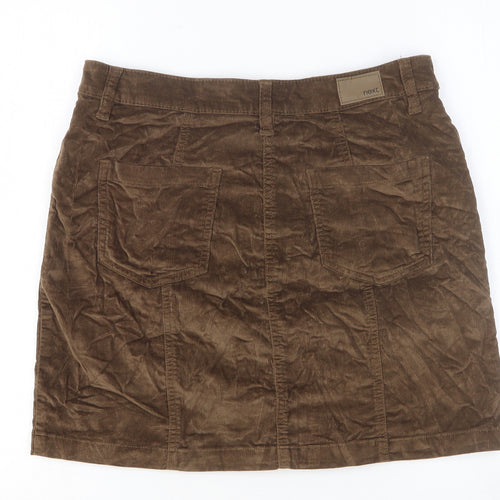 NEXT Womens Brown Cotton A-Line Skirt Size 12 Button