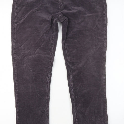 Moda Womens Purple Cotton Trousers Size 10 Regular Button - Embroidered Detail