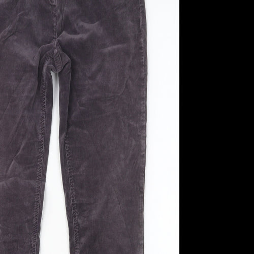 Moda Womens Purple Cotton Trousers Size 10 Regular Button - Embroidered Detail