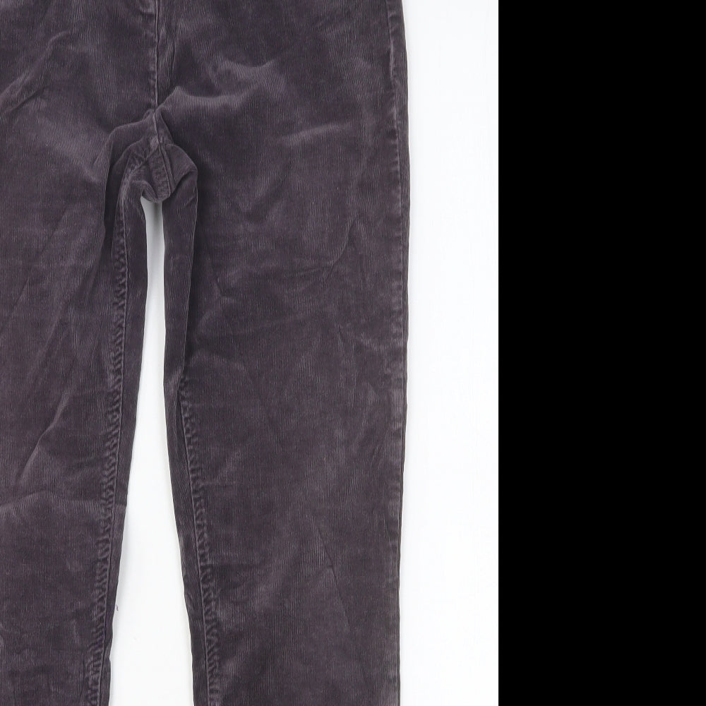 Moda Womens Purple Cotton Trousers Size 10 Regular Button - Embroidered Detail