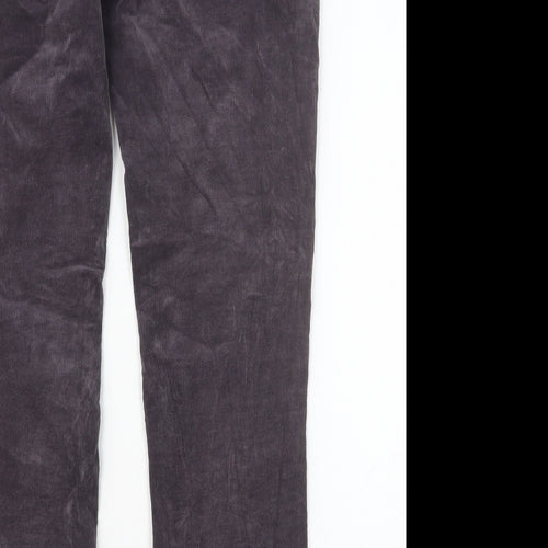 Moda Womens Purple Cotton Trousers Size 10 Regular Button - Embroidered Detail