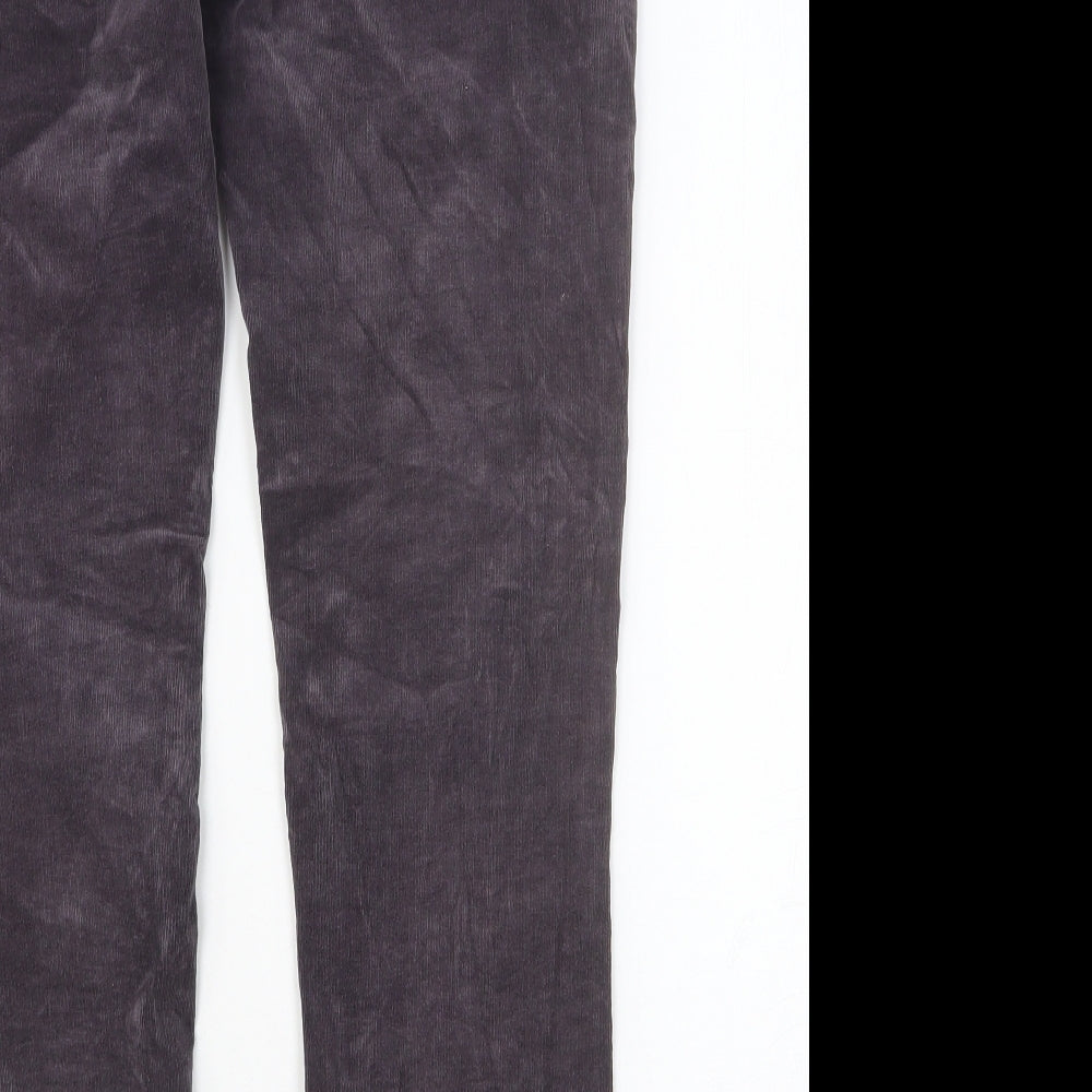 Moda Womens Purple Cotton Trousers Size 10 Regular Button - Embroidered Detail